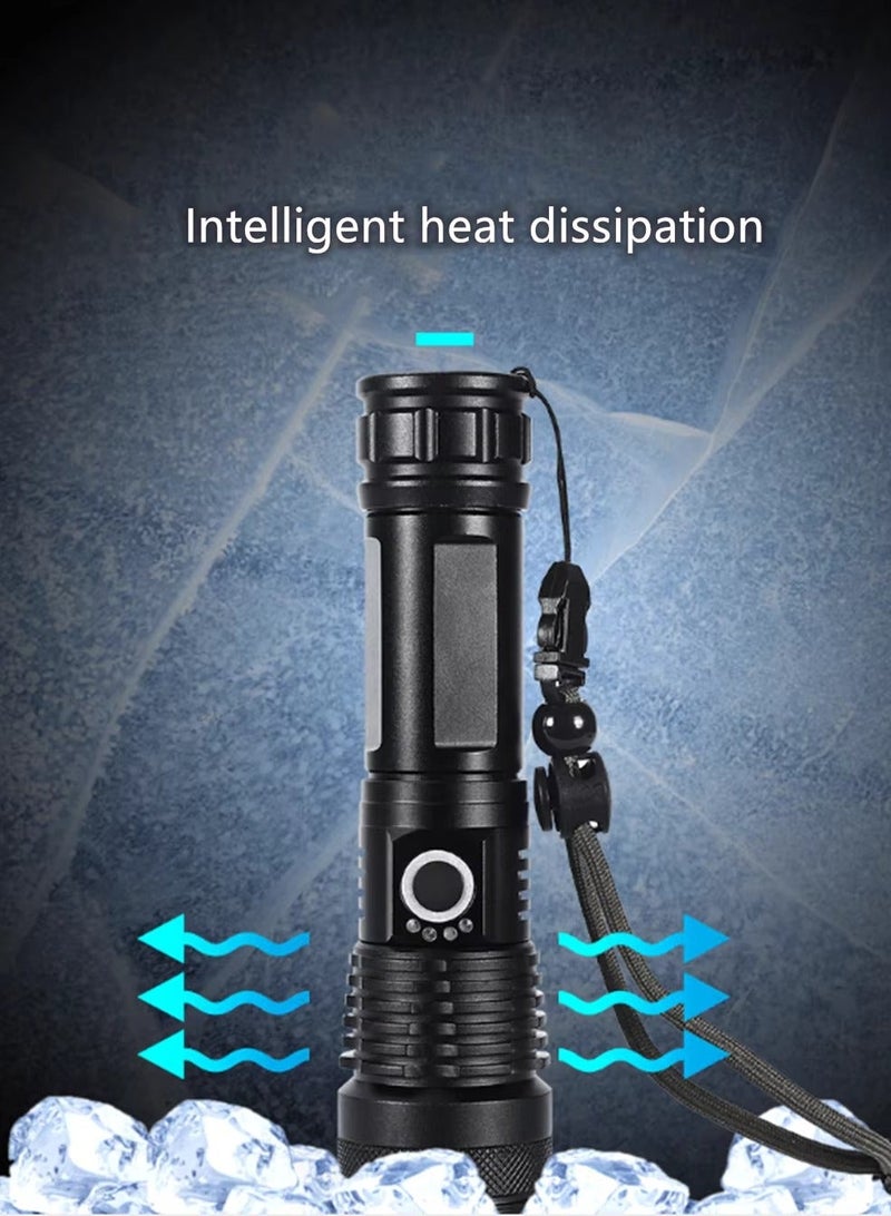 QLIGHT Rechargeable Flashlight 990000 High Lumens, XHP70.2 Super Bright Tactical Flashlights, Led Flash lights with 5 Modes, Zoomable, Type-C, IPX65 Waterproof, Powerful Flash Light for Camping Hiking Running & Cycling - Image 5